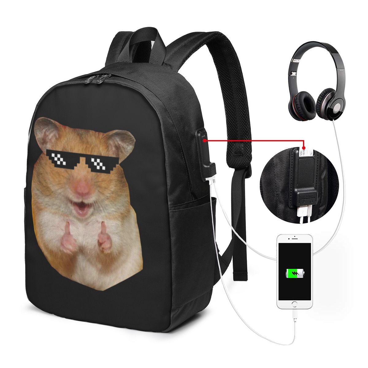 Women Bags For College - 재미있는 햄스터 배낭 여행 노트북 가방