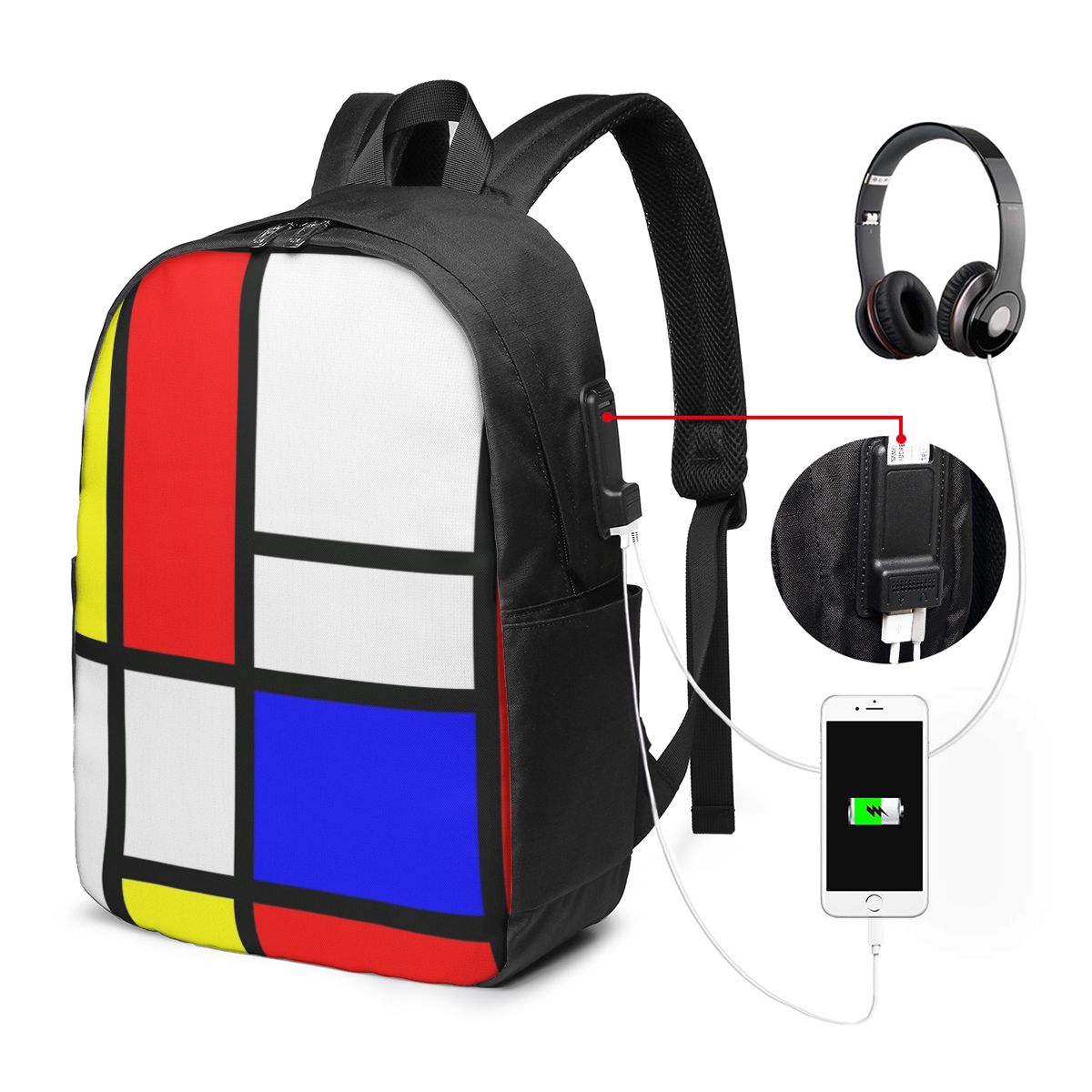 Women Bags For College - Piet Mondrian Composition 배낭 여행 노트북