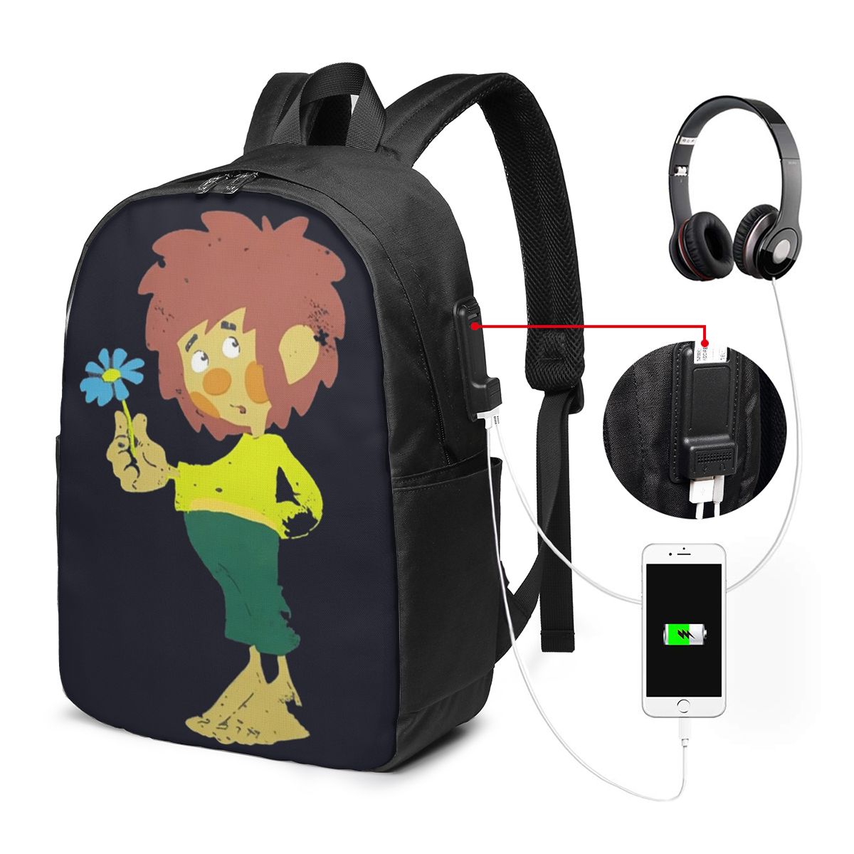 Women Bags College - Pumuckl Blume - Figur 배낭 여행
