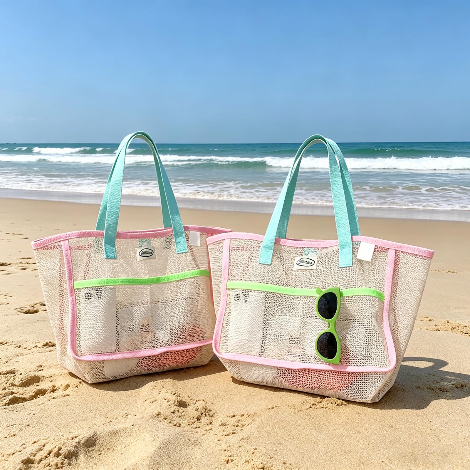 Women Bags Accessories - 여성용 비치백, 화려한 접이식 그물망 모래