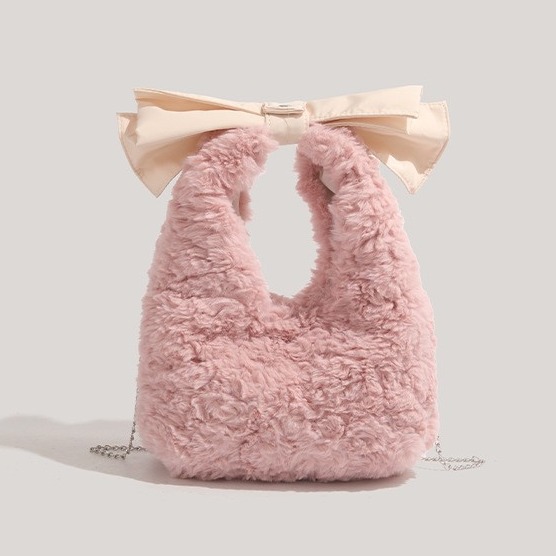 Women Bags Wholesale - 플러시 보우 핸드백 2026 가을 겨울