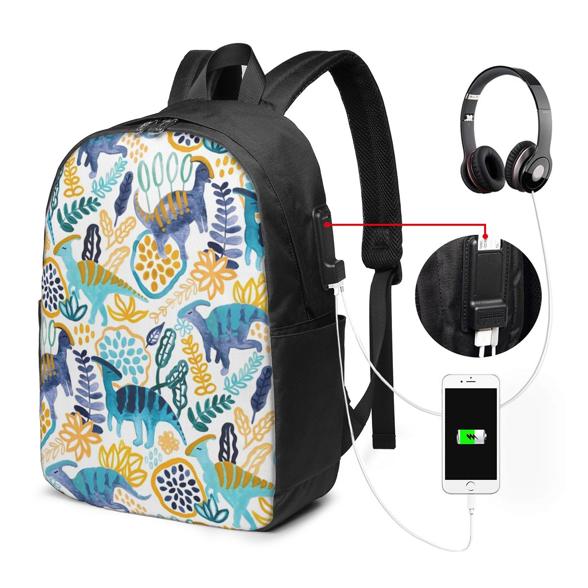 Women Bags For College - Gouache Parasaurolophuses 배낭 여행 노트북 가방