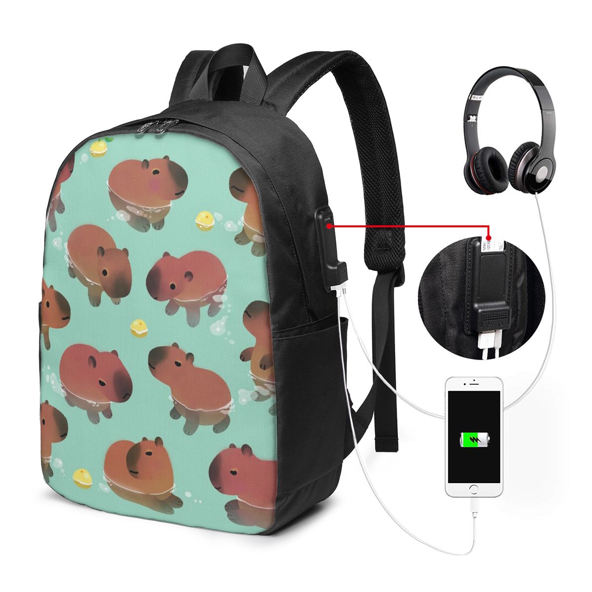 카피바라 동물 패턴 배낭 여행 노트북 가방 컴퓨터 대학 - Women Bags College 리뷰 및 가격