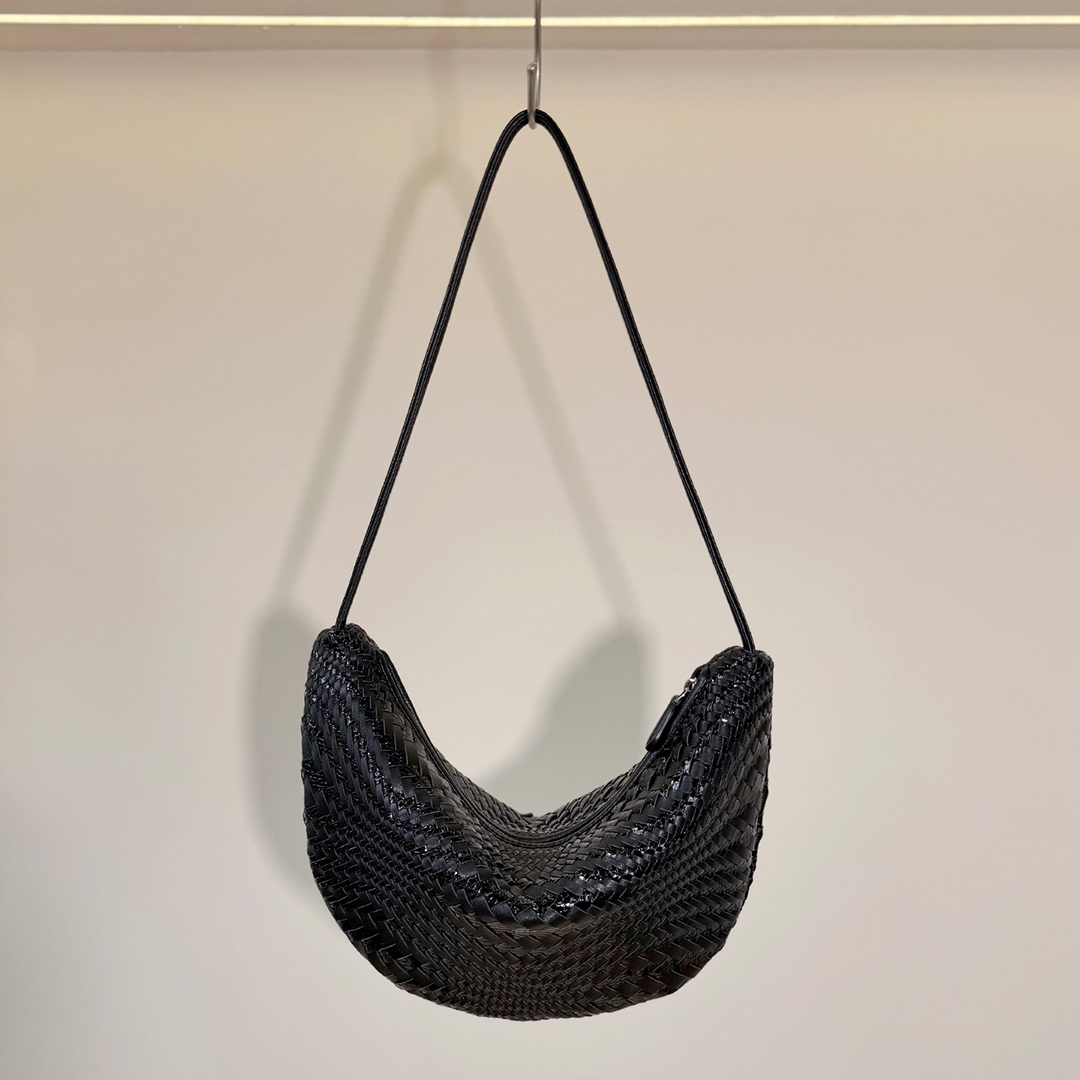 멘디 우븐 바나나 백 여성 가죽 스트립 위빙 다크 브라 - Women Bags Polene 리뷰 및 가격