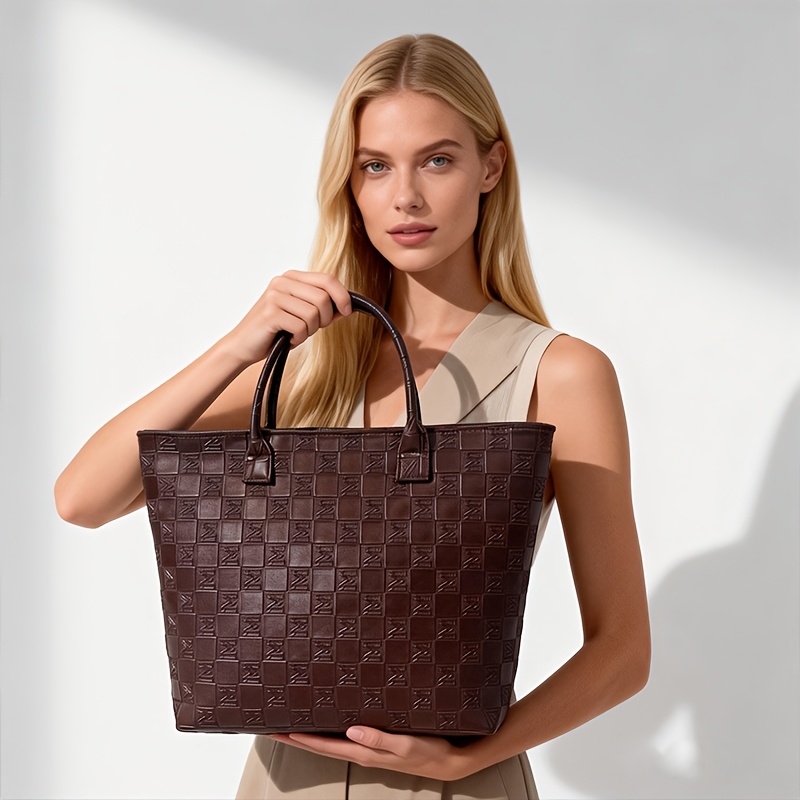 라이트 럭셔리 딥 브라운 퀼트 패턴 여성용 토트백, 대 - Women Bags On Sale 리뷰 및 가격