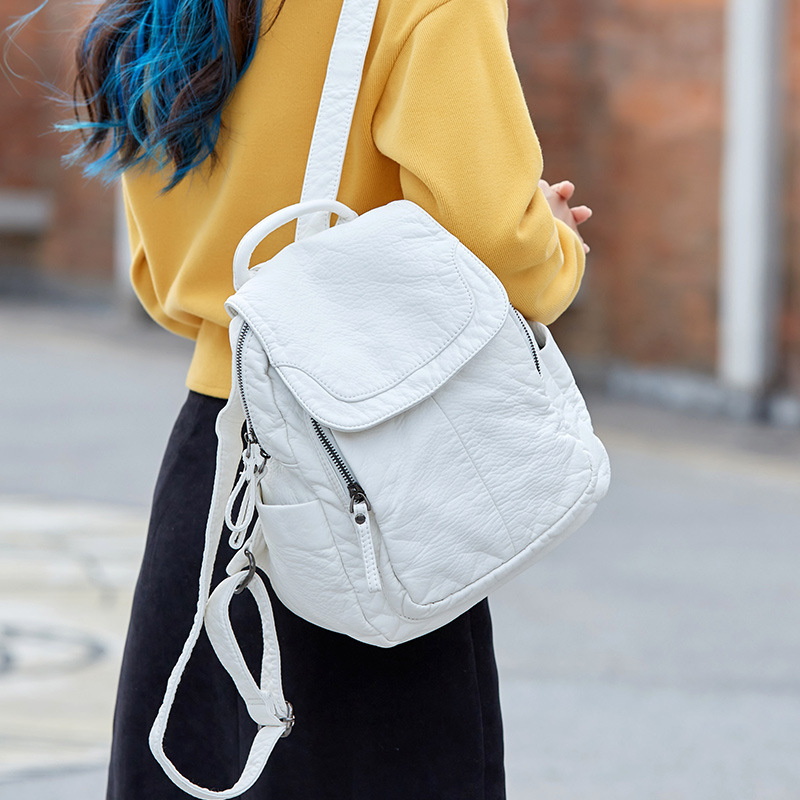 여성용 배낭 화이트 워싱 가죽 배낭, 십대 소녀용 소형 - Women'S Bags Everyday 리뷰 및 가격