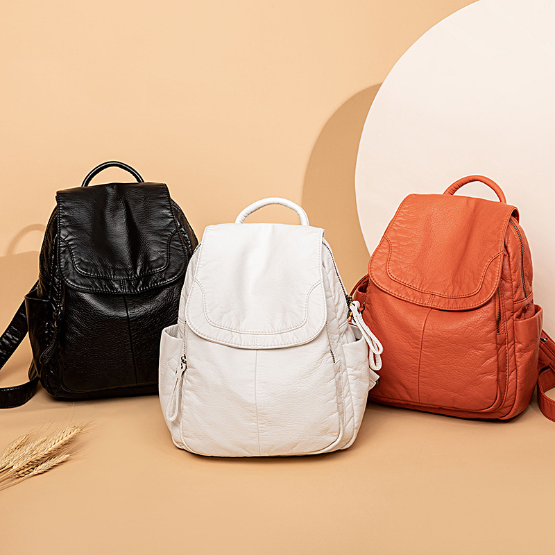 여성용 배낭 화이트 워싱 가죽 배낭, 십대 소녀용 소형 - Women'S Bags Everyday 리뷰 및 가격