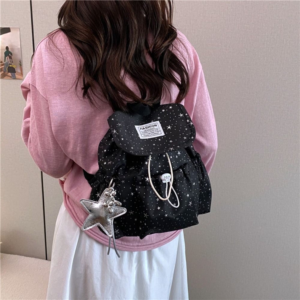 경량 스타 프린트 드로스트링 백팩 프린트된 대학 스타일 - Women Bags For College 리뷰 및 가격