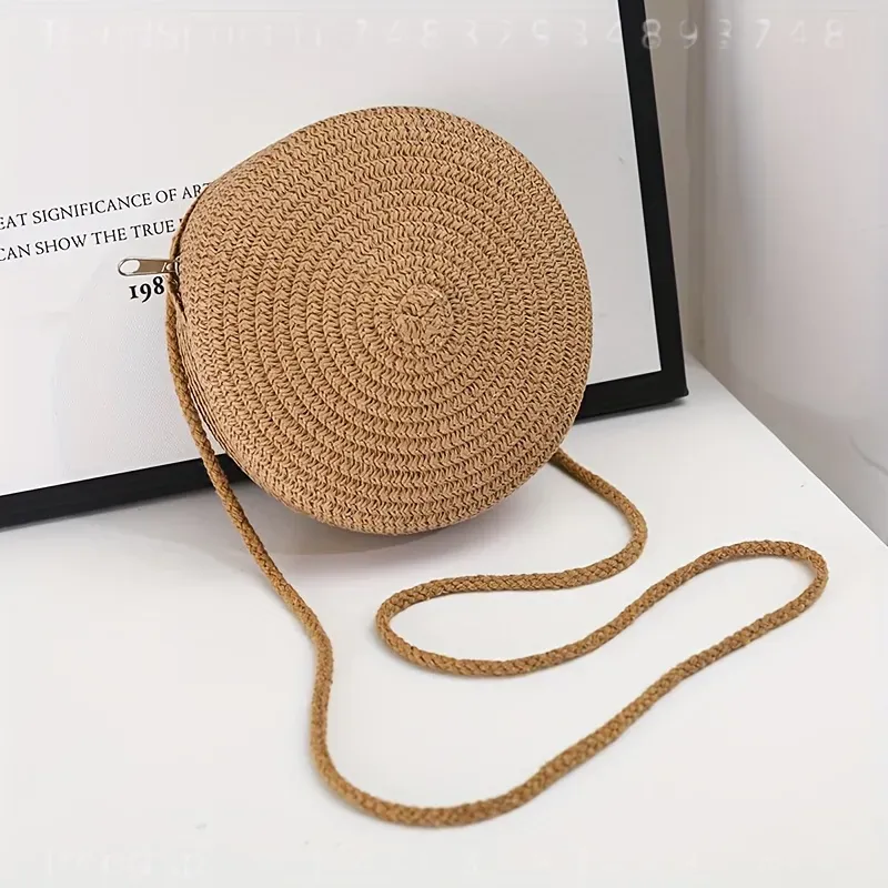 여성용 원형 라탄 크로스백, 수제 니트 짚 소형 숄더  - Women Bags Crossbody 리뷰 및 가격
