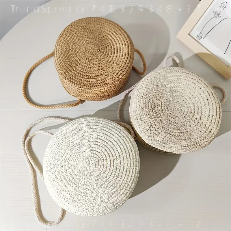 여성용 원형 라탄 크로스백, 수제 니트 짚 소형 숄더  - Women Bags Crossbody 리뷰 및 가격