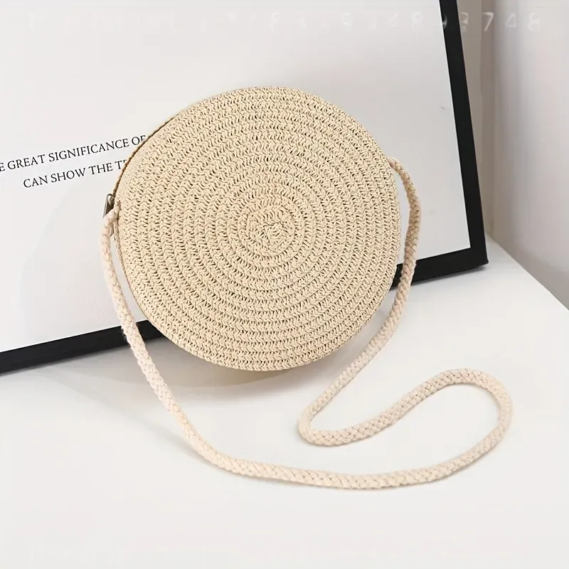 여성용 원형 라탄 크로스백, 수제 니트 짚 소형 숄더  - Women Bags Crossbody 리뷰 및 가격
